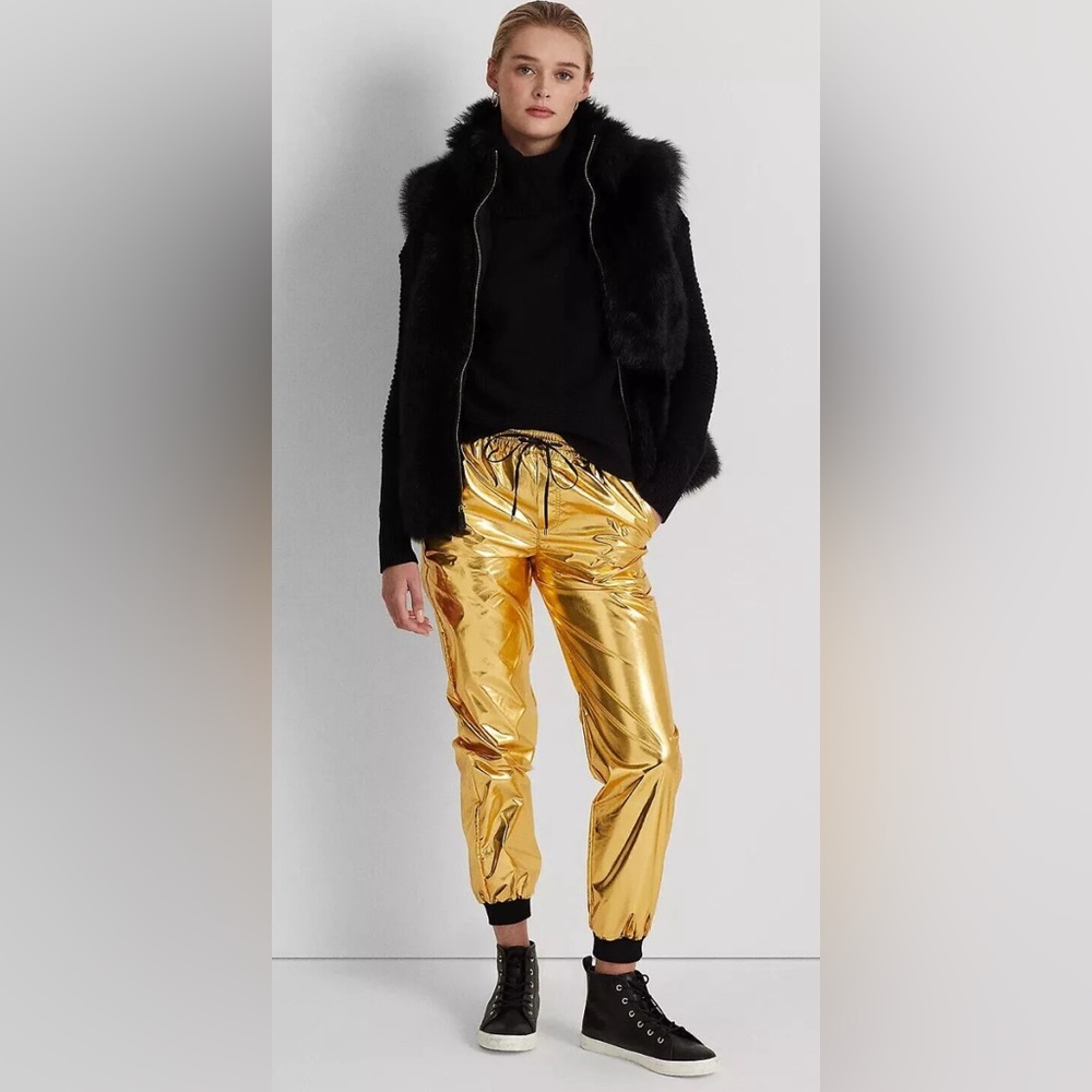 RALPH LAUREN
Women's Metallic Taffeta Jogger Pants NWT size  4